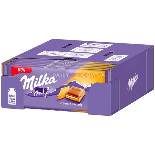 Шоколад Milka Cream & Biscuit крем та бісквіт 100 г