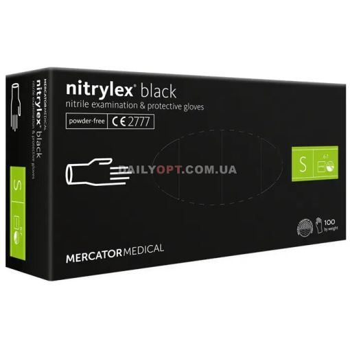 Нитриловые перчатки черные Mercator Nitrylex S