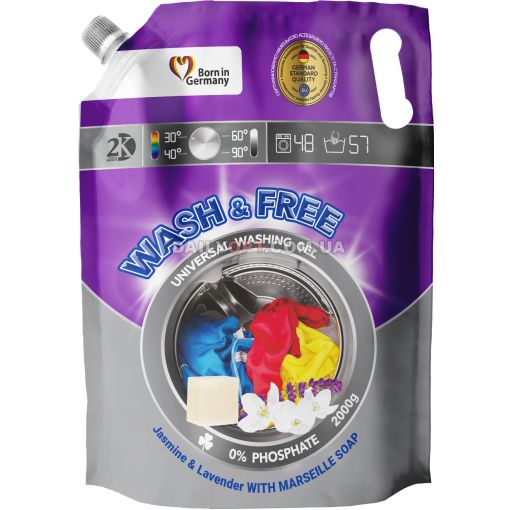 Гель для стирки Wash & Free Дой-пак 2 л
