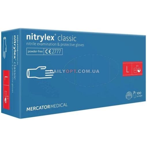 Нитриловые перчатки синие Mercator Nitrylex L