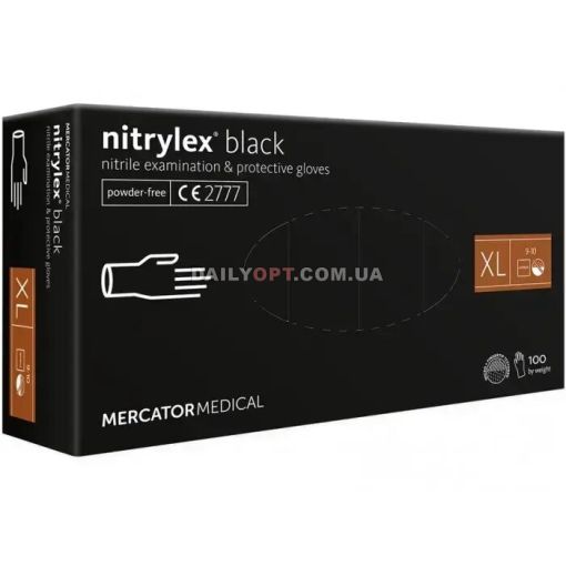Нитриловые перчатки черные Mercator Nitrylex XL