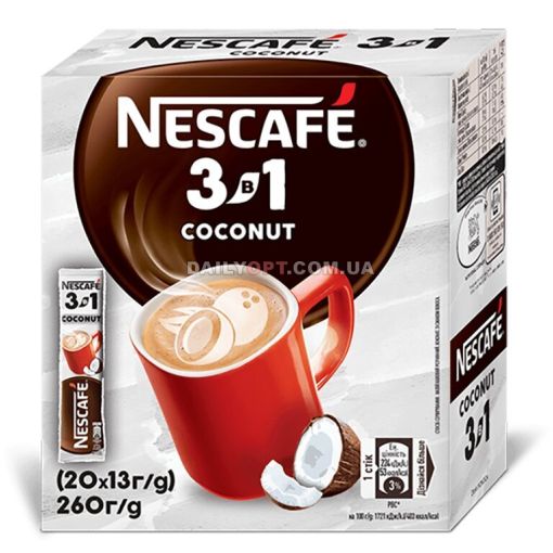 Кофейный напиток Nescafe 3 в 1 Coconut 20 х 13 г