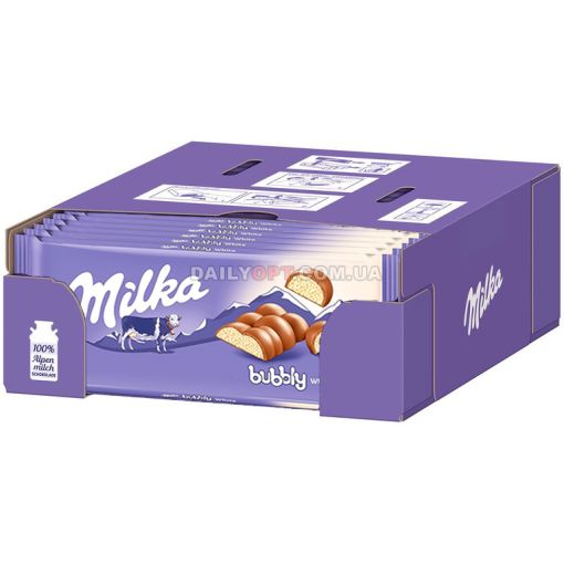 Шоколад Milka Bubbly White з білим пористим 95 г