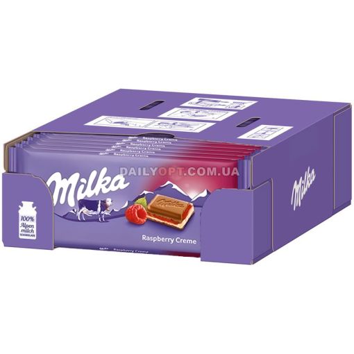 Шоколад Milka Raspberry Creme малиновый крем 100 г