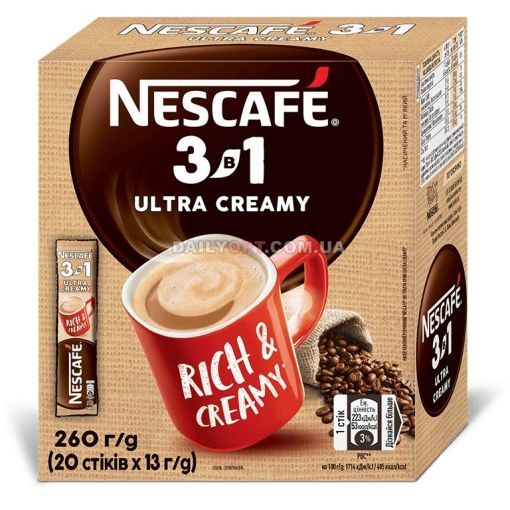 Кофейный напиток Nescafe 3 в 1 Ultra Creamy 20 х 13 г