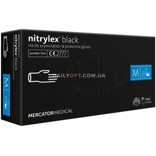 Нитриловые перчатки черные Mercator Nitrylex M