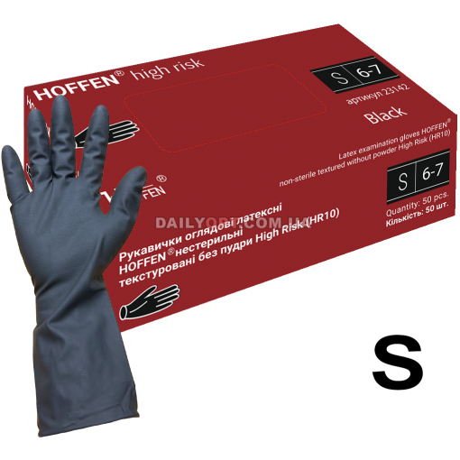 Латексные перчатки черные HOFFEN High Risk S