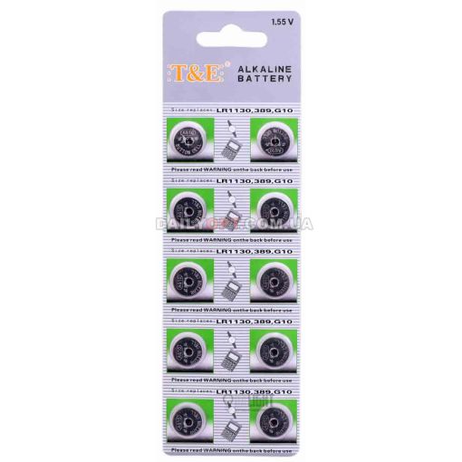 Батарейки таблетка T&E AG10 щелочные